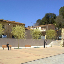 Arbres i bancs al Monestir